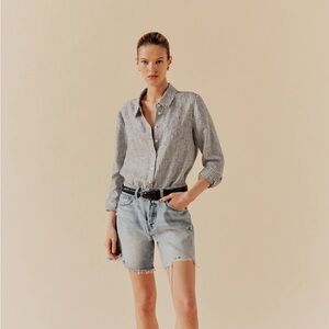 NWT Reformation relaxed sky linen button down size S